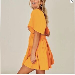 Shy Velvet Crossover Waist Casual Dress